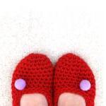 Red Crochet Slippers with L..