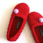 Red Crochet Slippers with L..