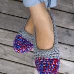 Crocheted Slippers in Grey ..