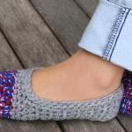 Crocheted Slippers in Grey ..