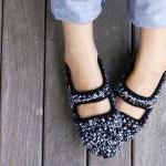 Crochet Mary Jane Slippers ..