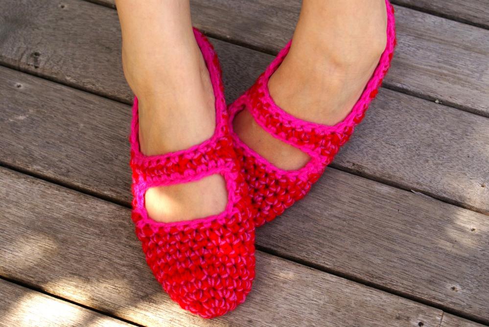 Crochet Mary Jane House Slippers, Women's, House Shoes, Slipper Socks
