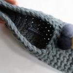 Grey Crochet Slippers With ..
