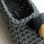 Grey Crochet Slippers With ..